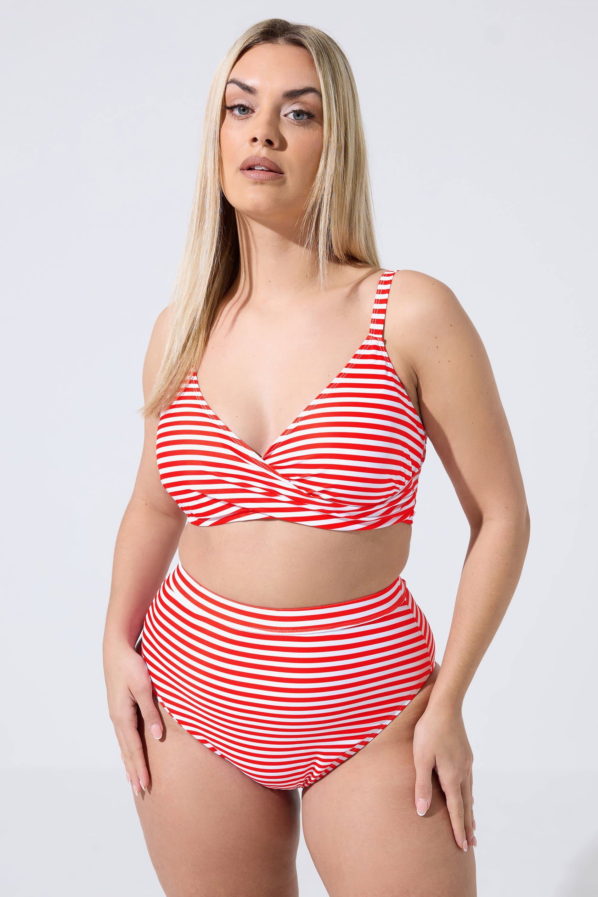 Limited Collection Plus Size Red Stripe Bikini Top