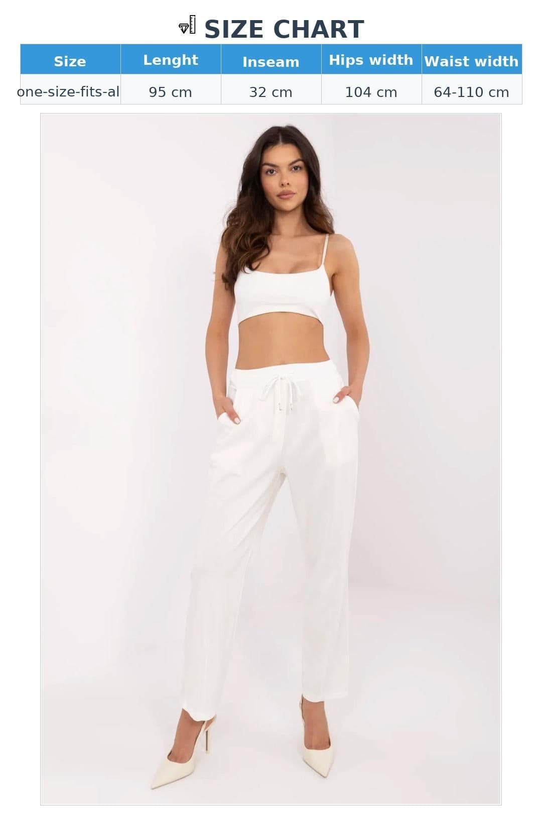 Love Lace Love Lace Women's High Waist Viscose Elastane Trousers in White - 4
