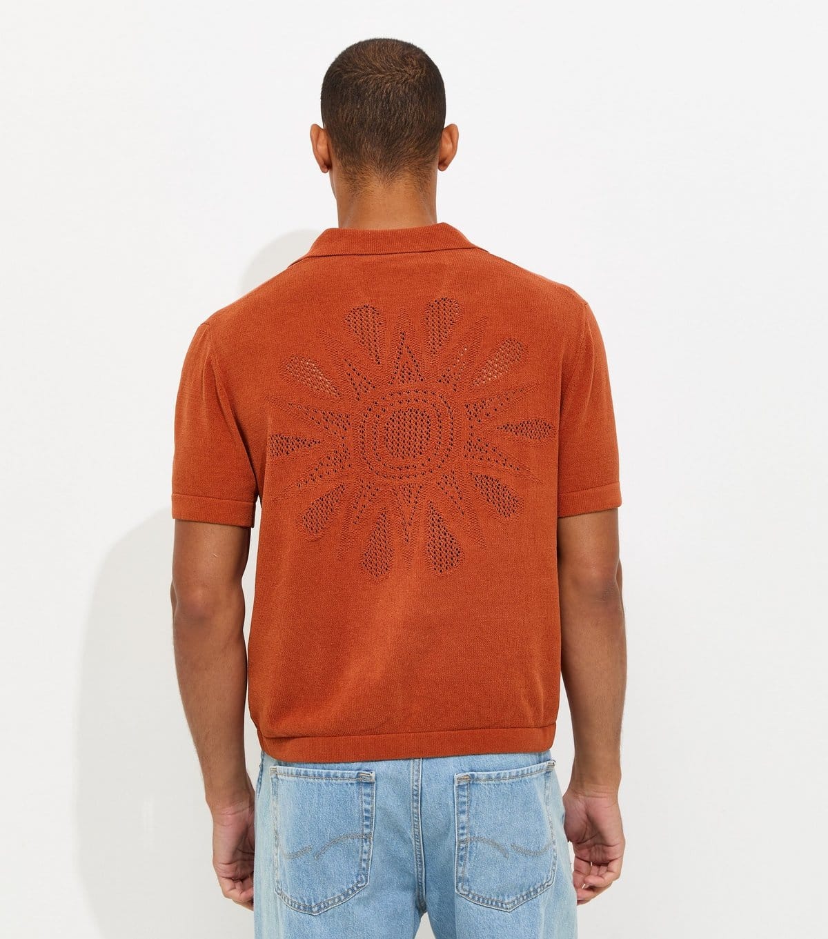 Only and Sons Men's Rust Knitted Short Sleeve Shirt Only and Sons New Look - 4