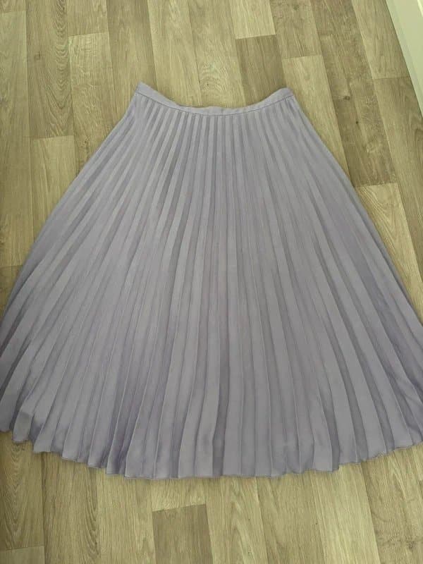 Mint Velvet Mint Velvet Pleated Midi Skirt Lilac Lavender UK 12 Satin Occasion Wedding