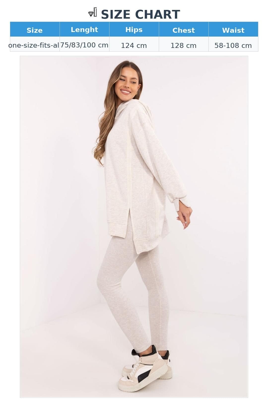 Love Lace Love Lace Women's Long Hooded Sweatshirt & Leggings Set in Beige - 4