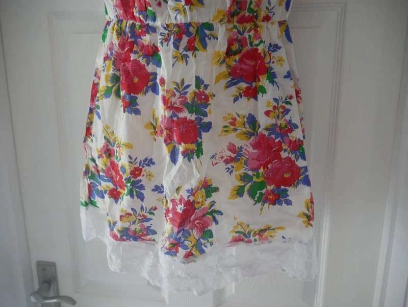 Carbon Carbon Dress Ladies Size 10 Red Yellow Floral Cotton Summer Holiday Tea Dress