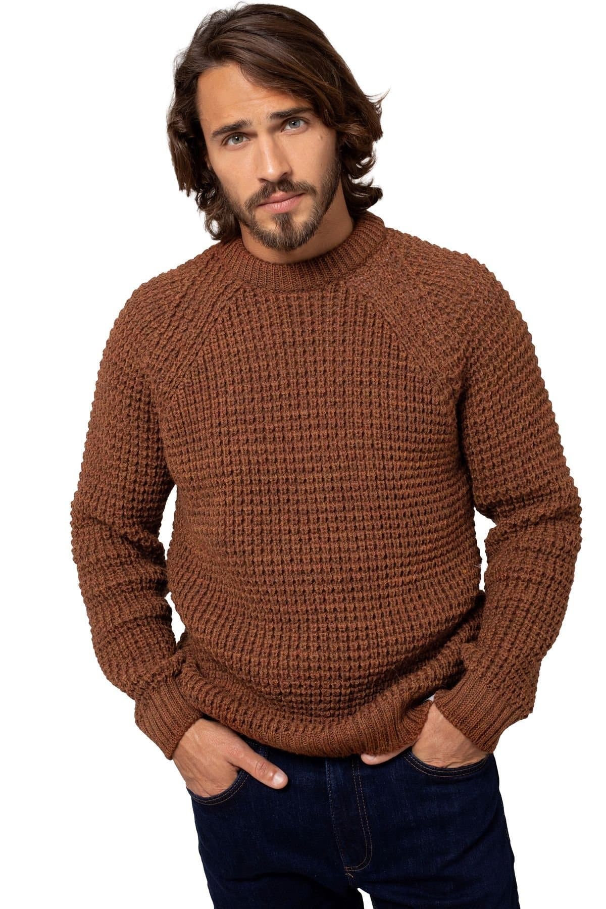 Celtic & Co Celtic & Co Men's British Waffle Stitch Crew in Brown