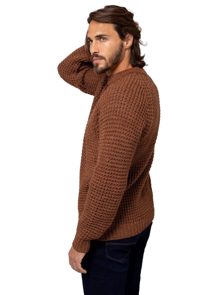 Celtic & Co Celtic & Co Men's British Waffle Stitch Crew in Brown - 3