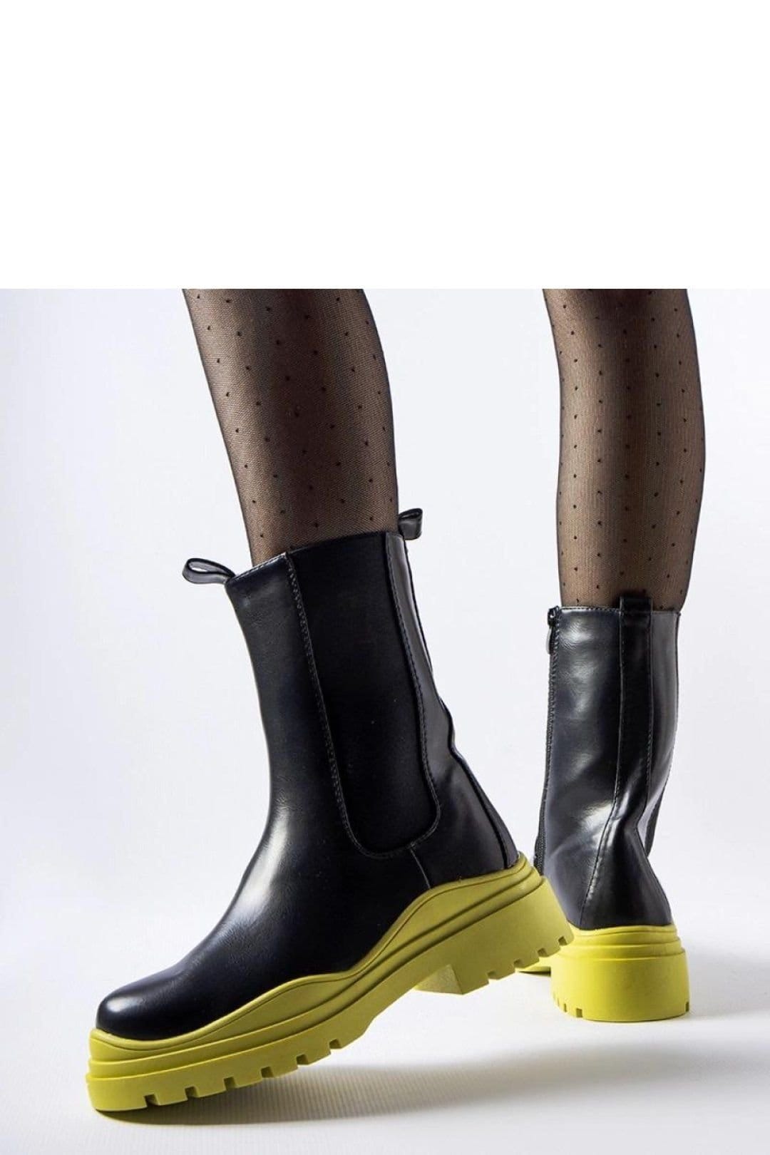 Love Lace Love Lace Women's Ankle Zip Lace Up Winter Boots with Colorful Green Sole in Black - 4