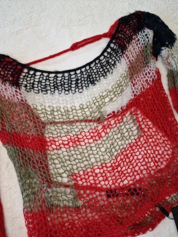 Jaded London Red mercer shredder ed knit jumper