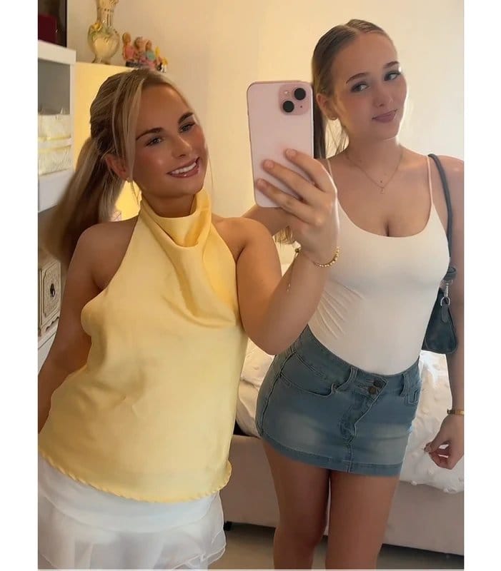 ASOS Yellow Satin Crew Neck Top