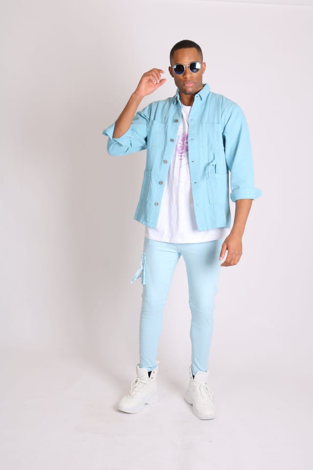 Liquor N Poker Liquor n Poker Men's Powder Blue Utility Jacket - 2