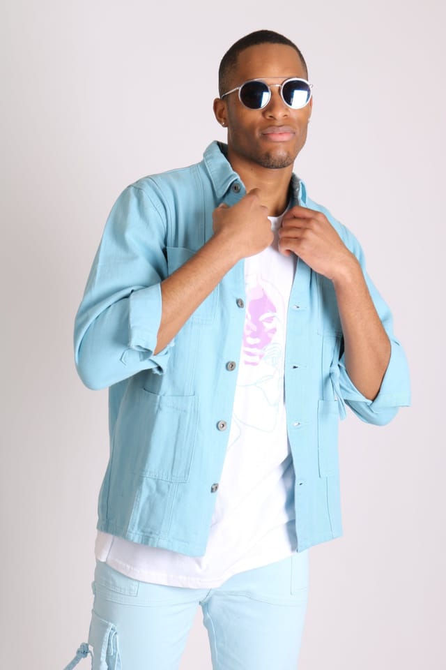 Liquor N Poker Liquor n Poker Men's Powder Blue Utility Jacket - 3