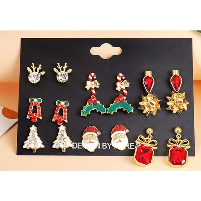 Lovii Lovii Women's 9-Piece Christmas Earrings Set - 3