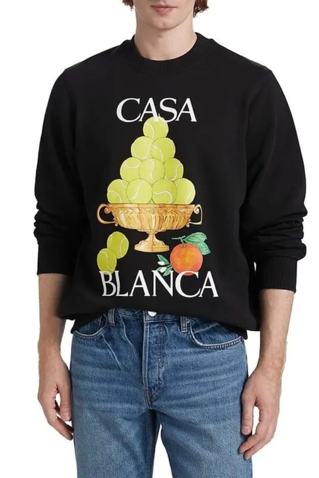 Casablanca Casablanca Men's La Corbeille D'oranges Long Sleeve Round Jumper in Black - 3