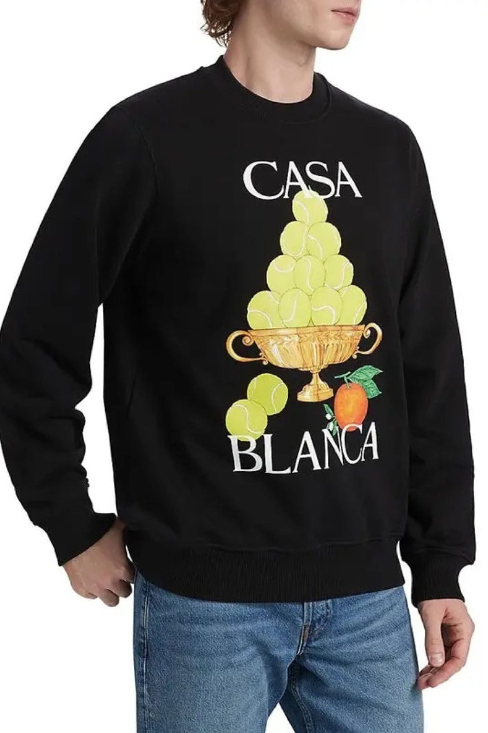 Casablanca Casablanca Men's La Corbeille D'oranges Long Sleeve Round Jumper in Black - 4