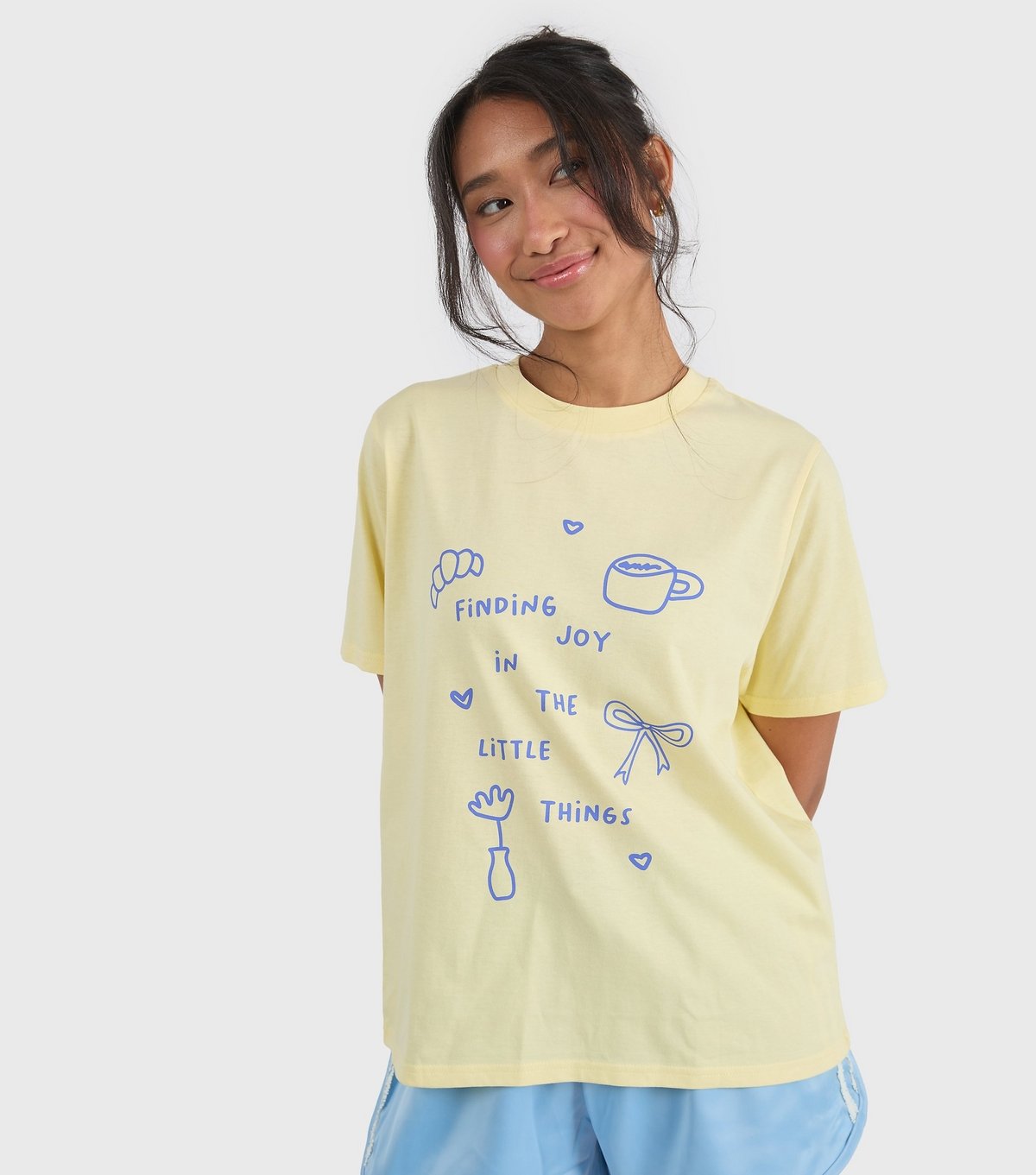 Custard Women's Light Yellow Finding Joy T-Shirt Custard New Look - 2