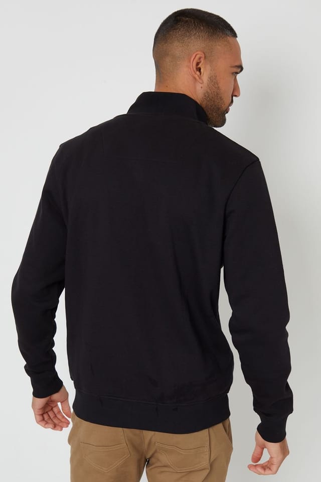 Threadbare Threadbare Men's 'Lynne' Funnel Neck Zip Through Sweatshirt in Black - 2