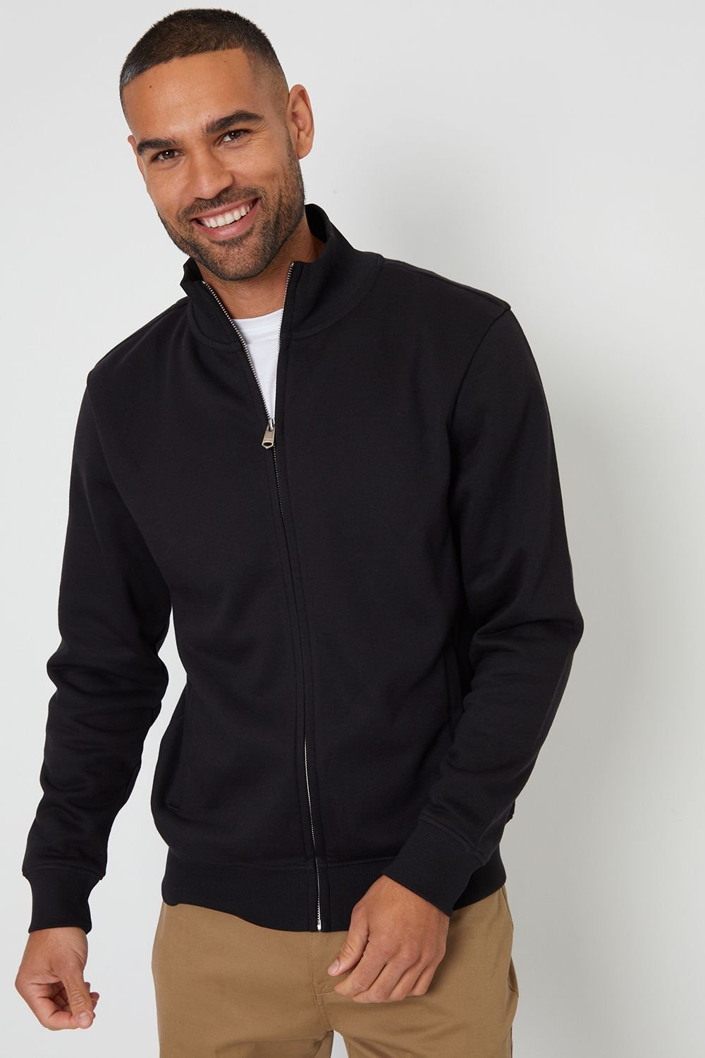 Threadbare Threadbare Men's 'Lynne' Funnel Neck Zip Through Sweatshirt in Black - 4