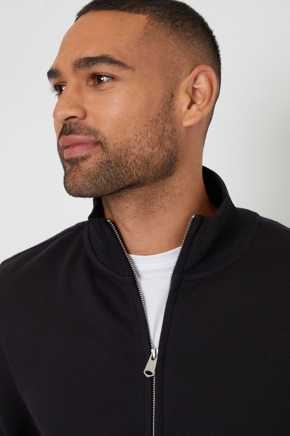 Threadbare Threadbare Men's 'Lynne' Funnel Neck Zip Through Sweatshirt in Black - 4