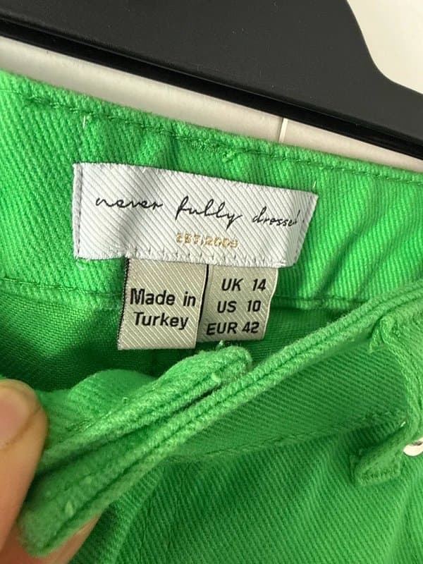 Never Fully Dressed Never Fully Dressed green jeans size 14