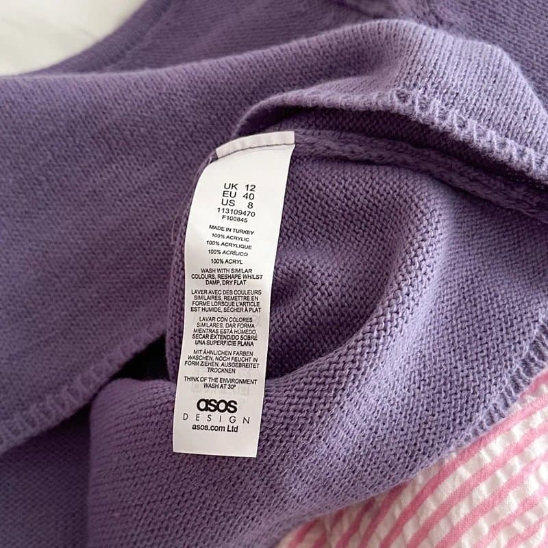 ASOS Asos Purple Knitted Cut Out Ruched Tie Front Sweetheart Long Sleeve Top Jumper Size 12
