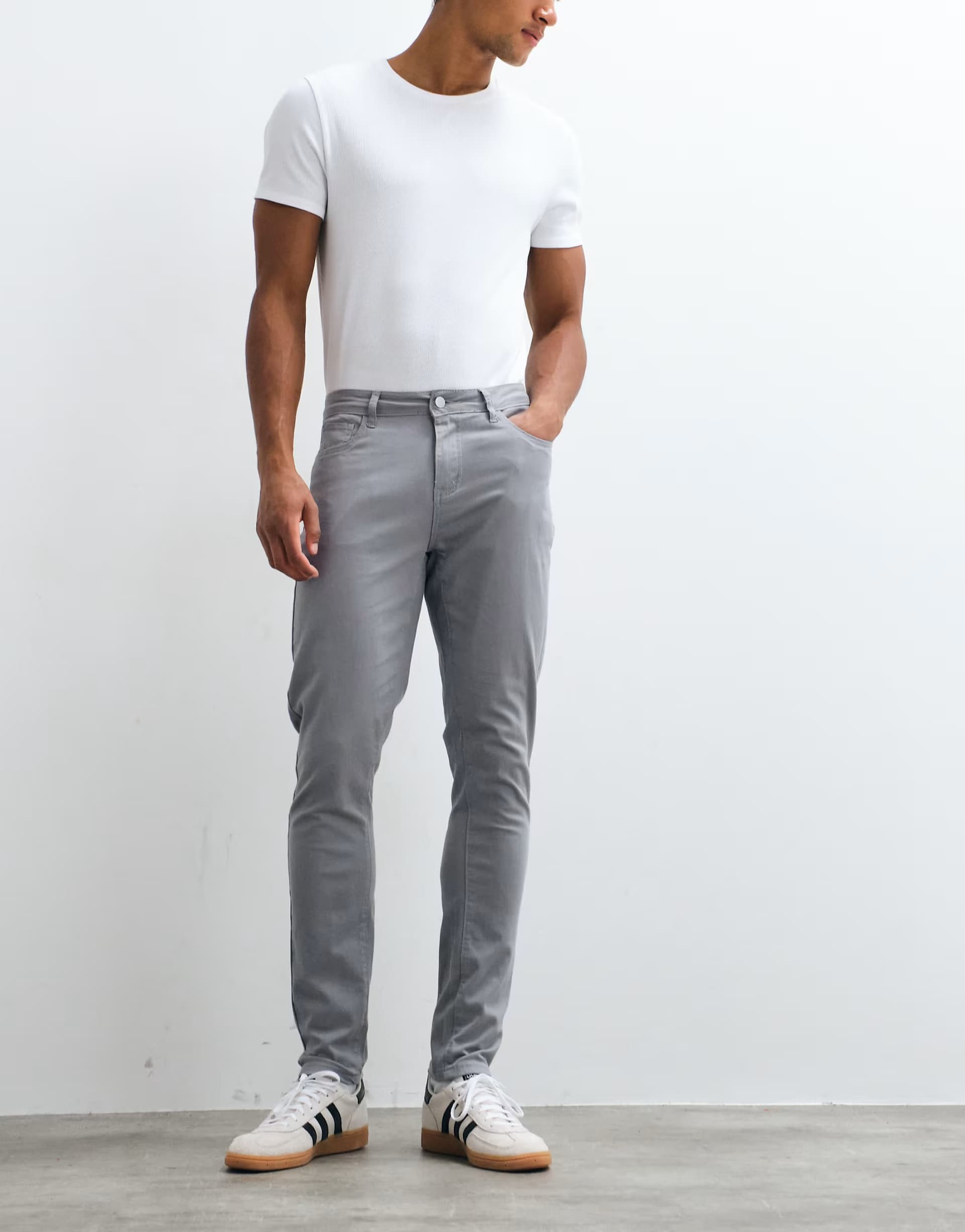 ASOS CAPO straight leg cotton-rich chino trousers in grey