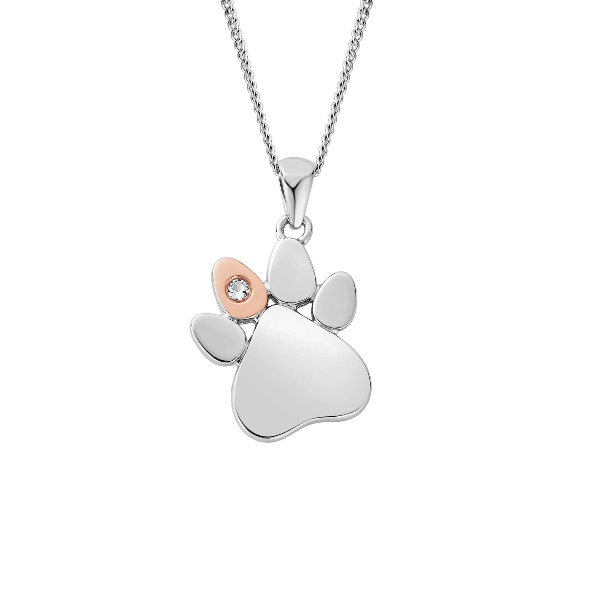 Clogau Clogau Women's Paw Prints Sterling Silver Pendant with Topaz in Metallics