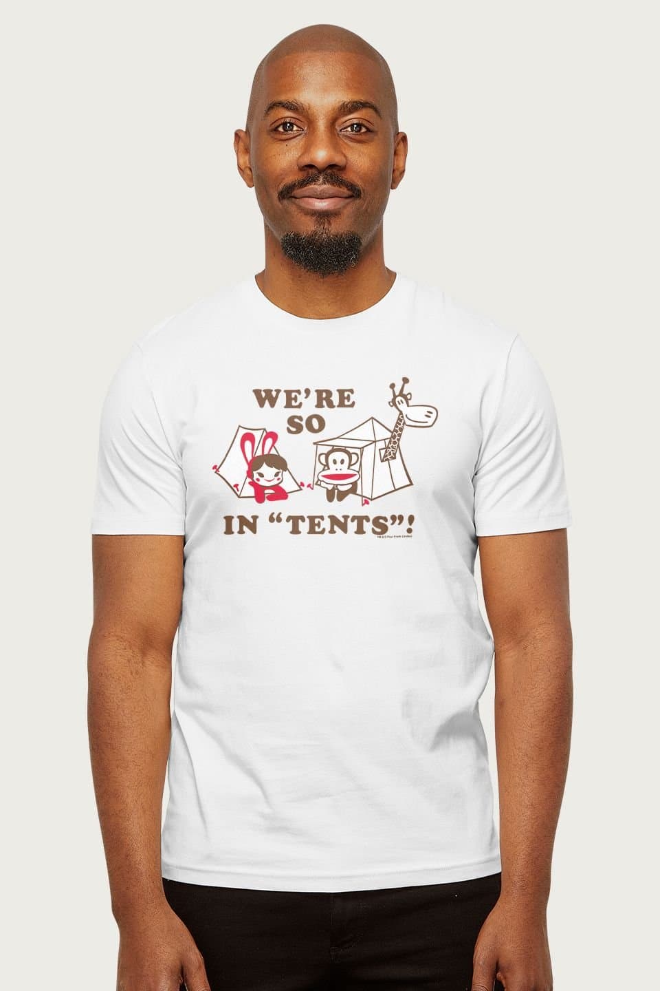 Paul Frank Paul Frank Men's Julius The Monkey & Co Camping We're So In Tents T-Shirt in White