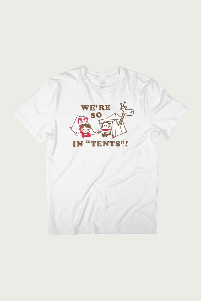 Paul Frank Paul Frank Men's Julius The Monkey & Co Camping We're So In Tents T-Shirt in White - 2