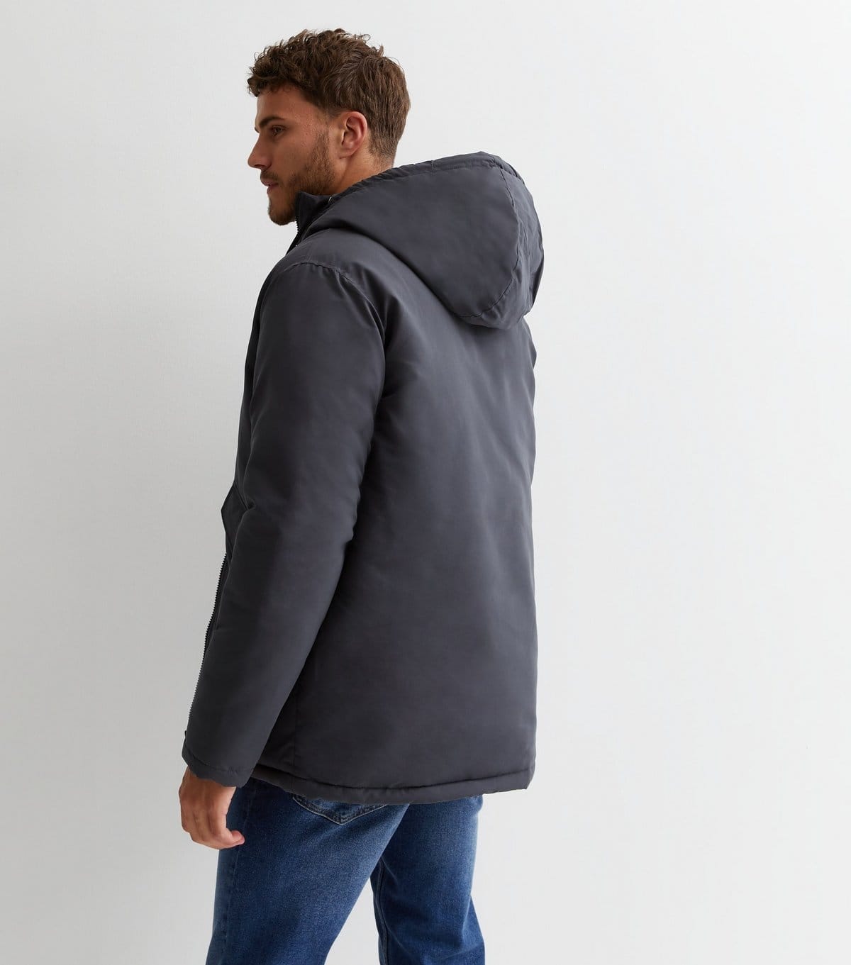 jack & jones Men's Dark Grey Hooded Parka Jacket Jack & Jones New Look - 4