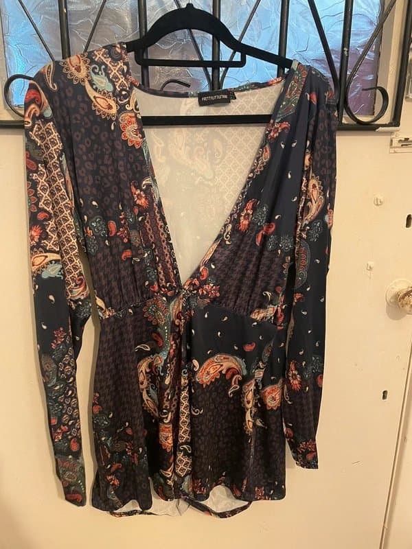 PrettyLittleThing 70s style play suit pretty little thing