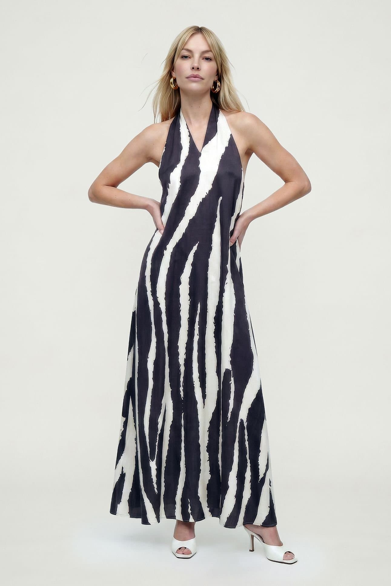 Lily and Lionel Lily and Lionel Women's Belle Zebra Print Maxi Dress in Black