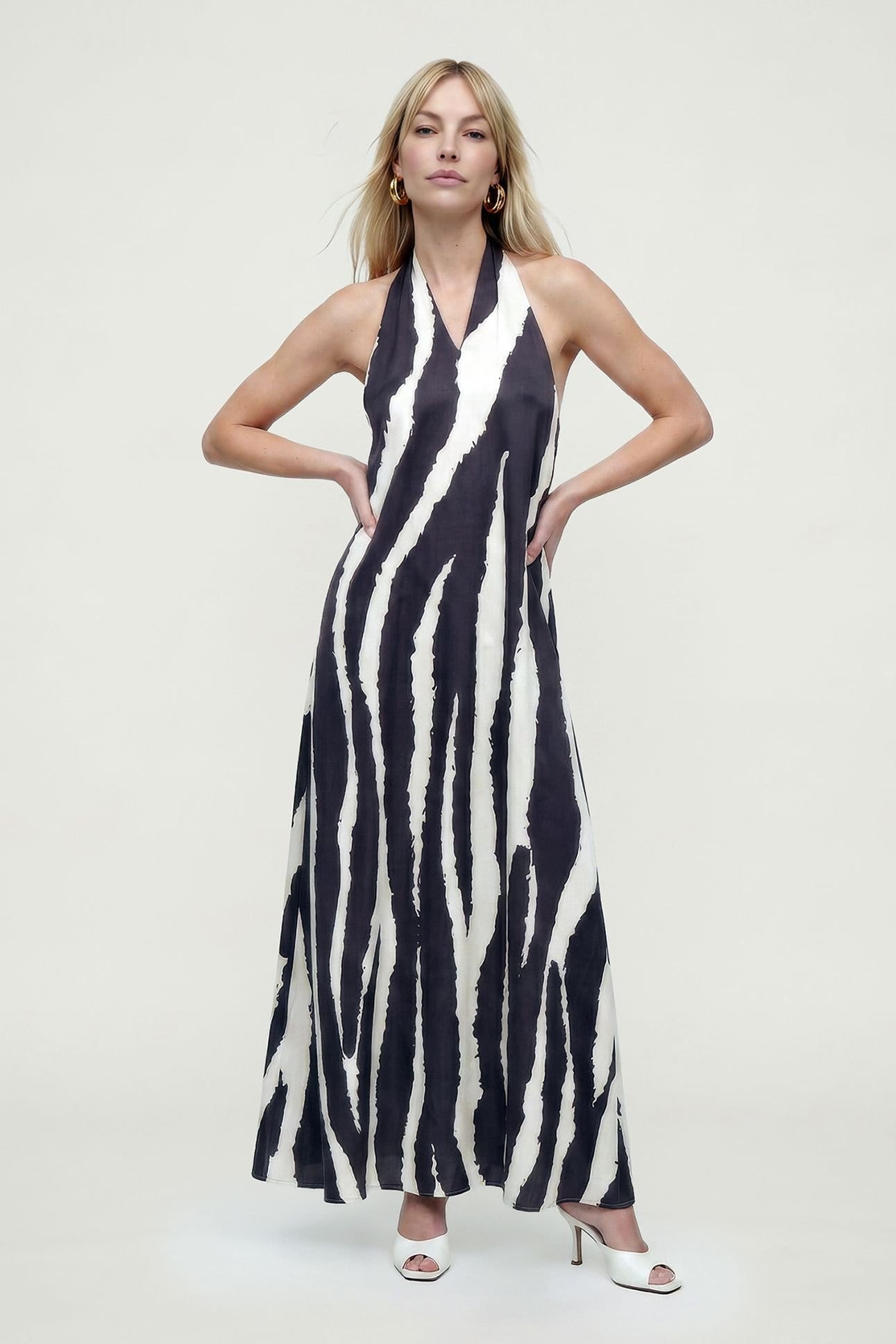 Lily and Lionel Black Zebra Print Maxi Dress