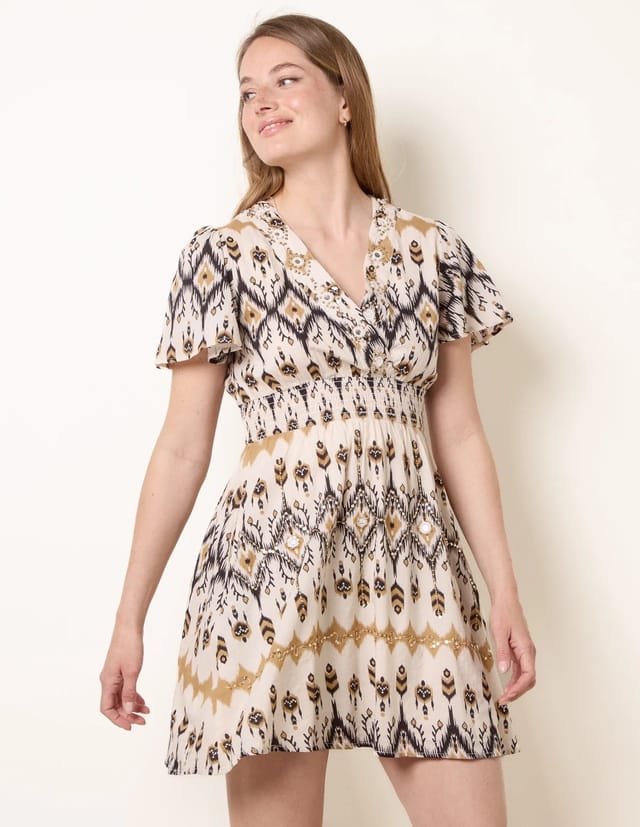Blue Vanilla Embroidered Wrap Front Mini Dress - 2