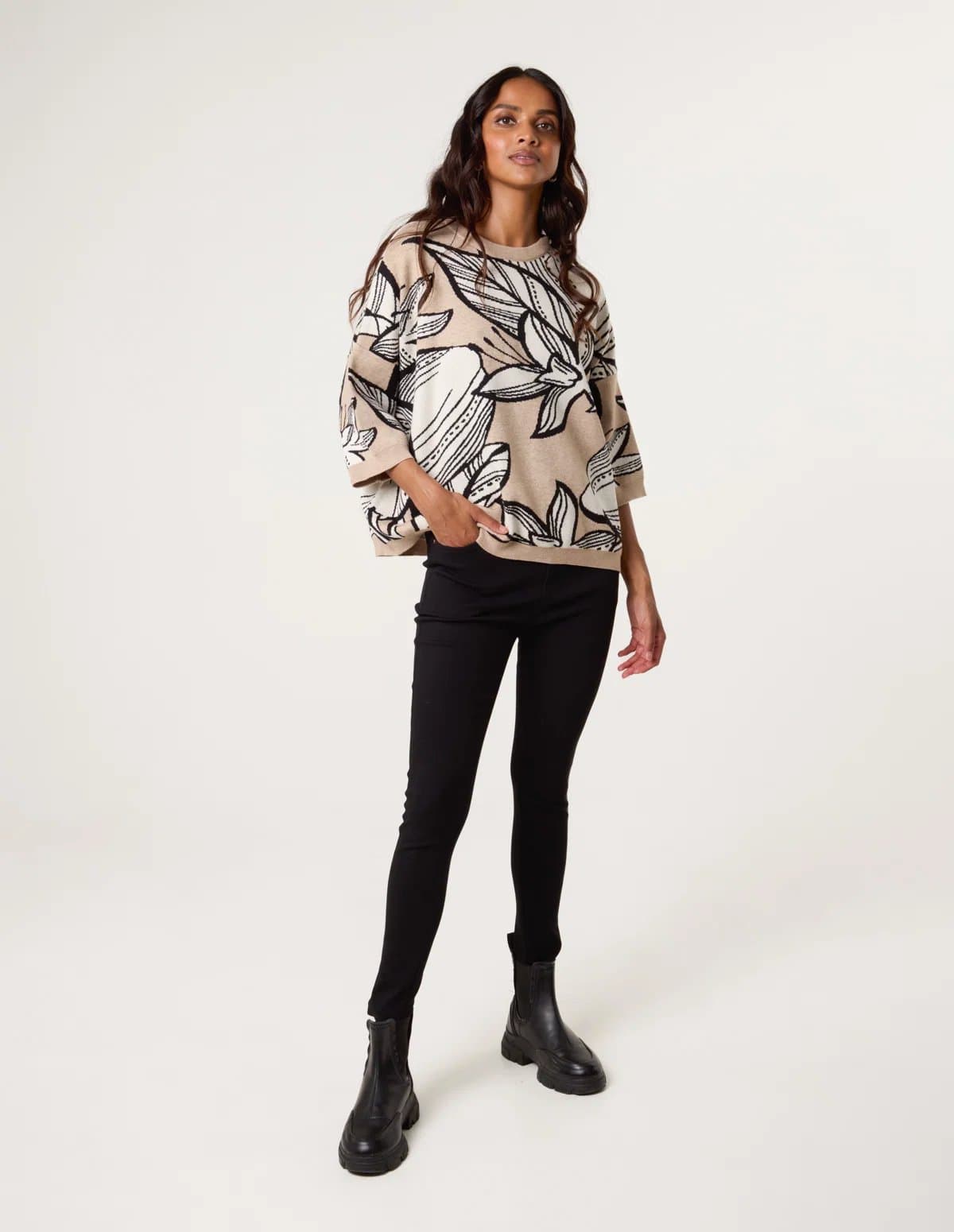 Blue Vanilla Flower Pattern Jumper