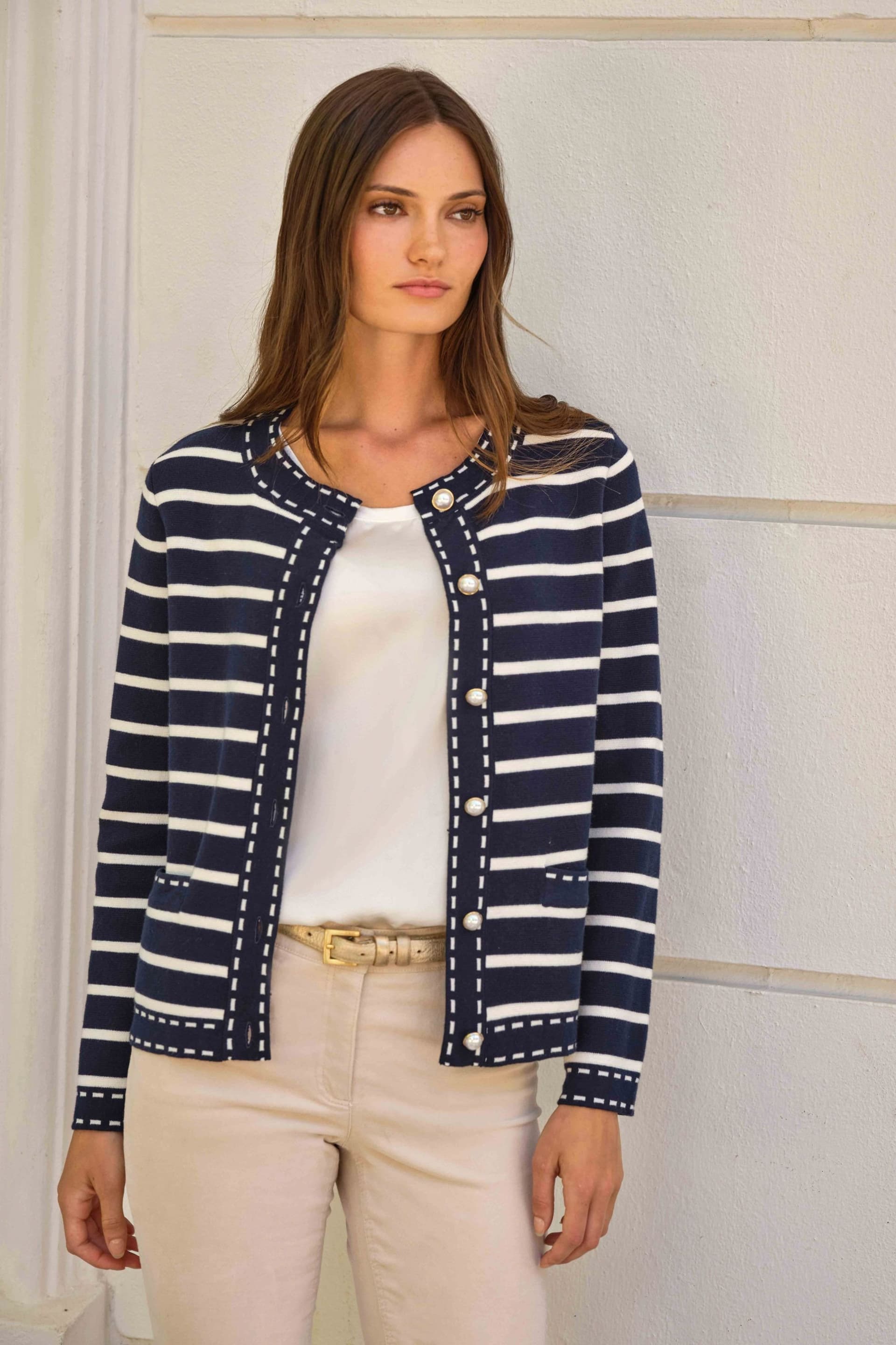 Pure Collection Pure Collection Women's Cotton Wool Striped Milano Jacket