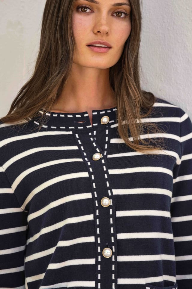 Pure Collection Pure Collection Women's Cotton Wool Striped Milano Jacket - 2