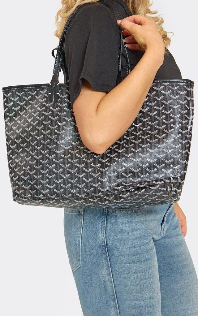 EGO Techno Printed Detail Oversized Shopper Bag In Black Faux Leather, Women's Size UK 0 - 2