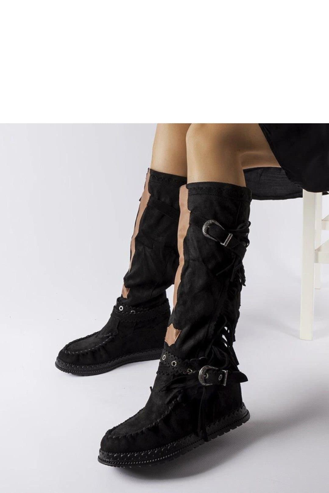 Love Lace Love Lace Women's Slip On Winter Covered Heel Boots with Warm Anchor Sole in Black