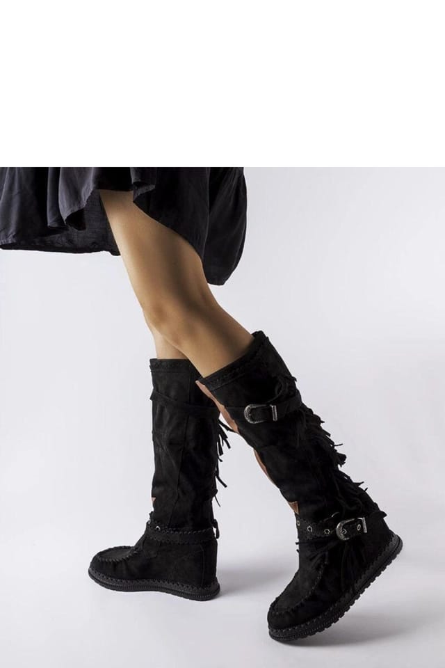 Love Lace Love Lace Women's Slip On Winter Covered Heel Boots with Warm Anchor Sole in Black - 2