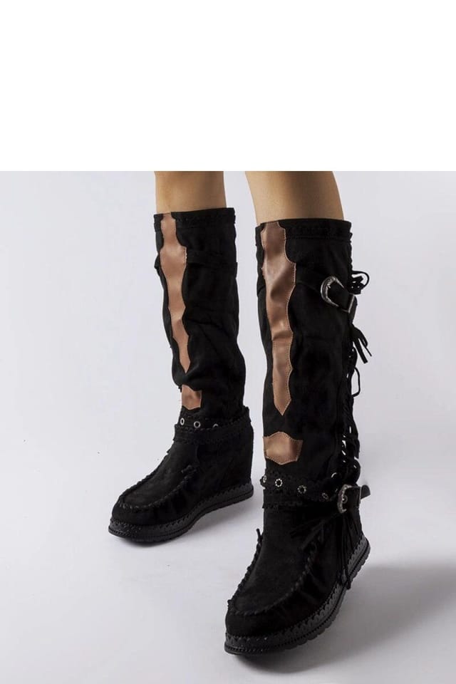 Love Lace Love Lace Women's Slip On Winter Covered Heel Boots with Warm Anchor Sole in Black - 3