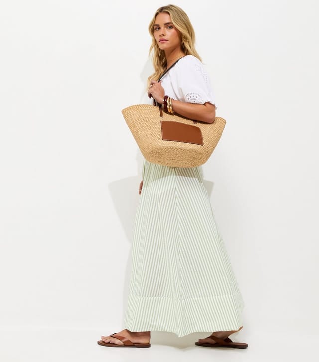 New Look Women's Petite Green Striped Seersucker Circle Skirt New Look - 3
