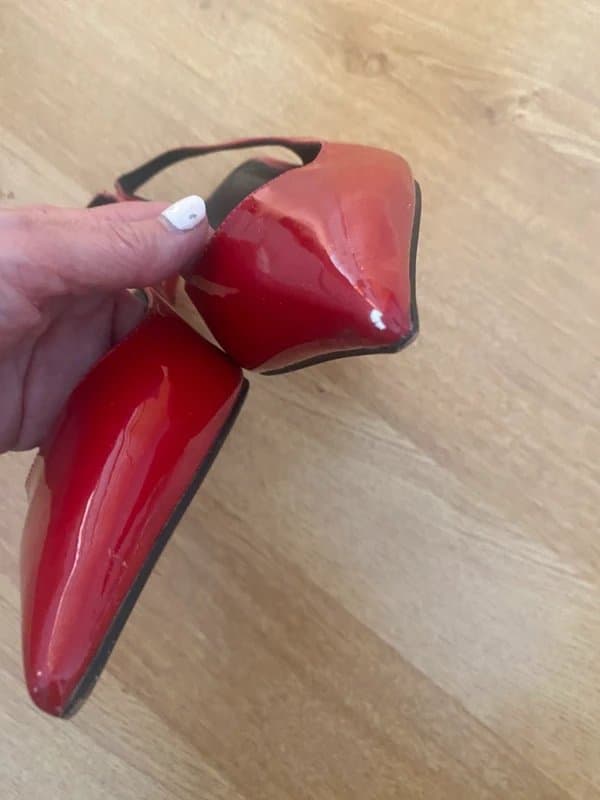 ASOS Design ASOS red patent leather sling back kitten heels