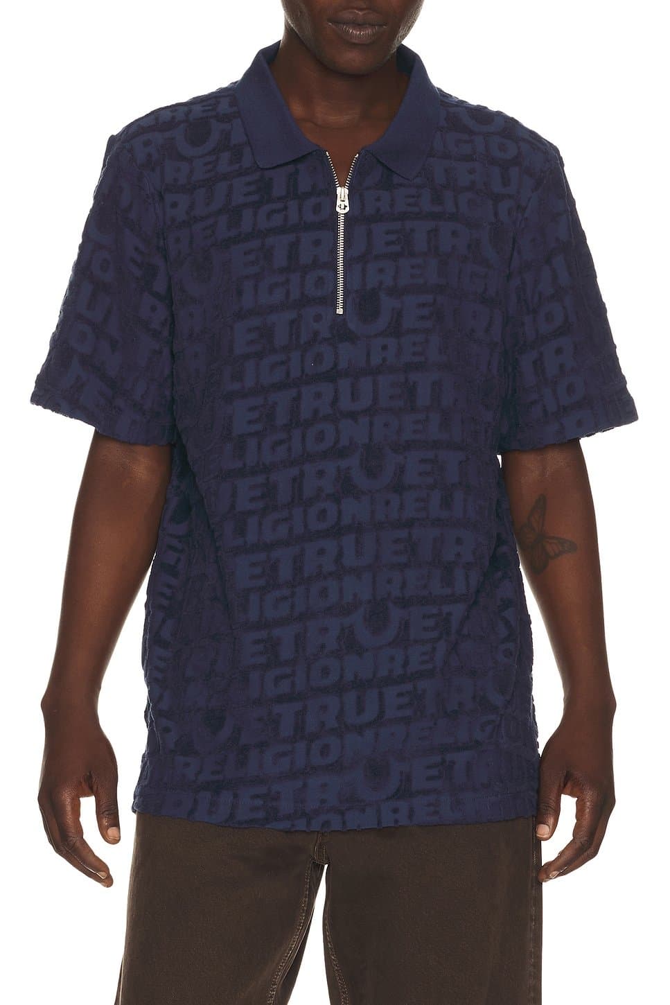revolve Logo Terry Knit Zip Polo
