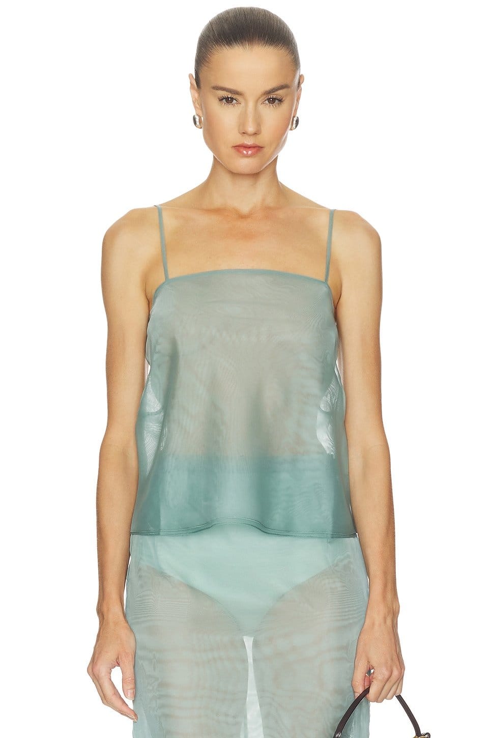 Revolve Seafoam Organza Cami Top