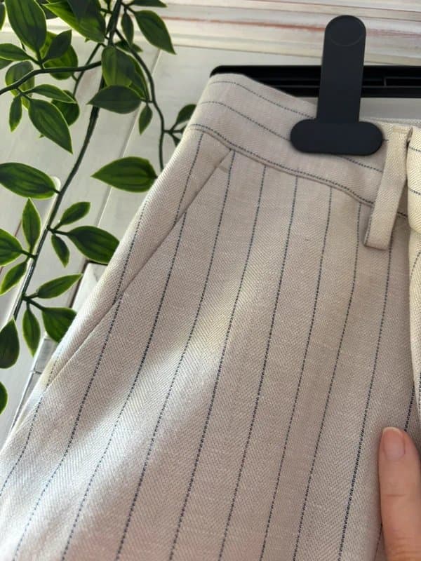 ASOS Design ASOS Design Beige Pinstripe Straight Leg Trousers | W30 L32 | BNWT | Linen Blend