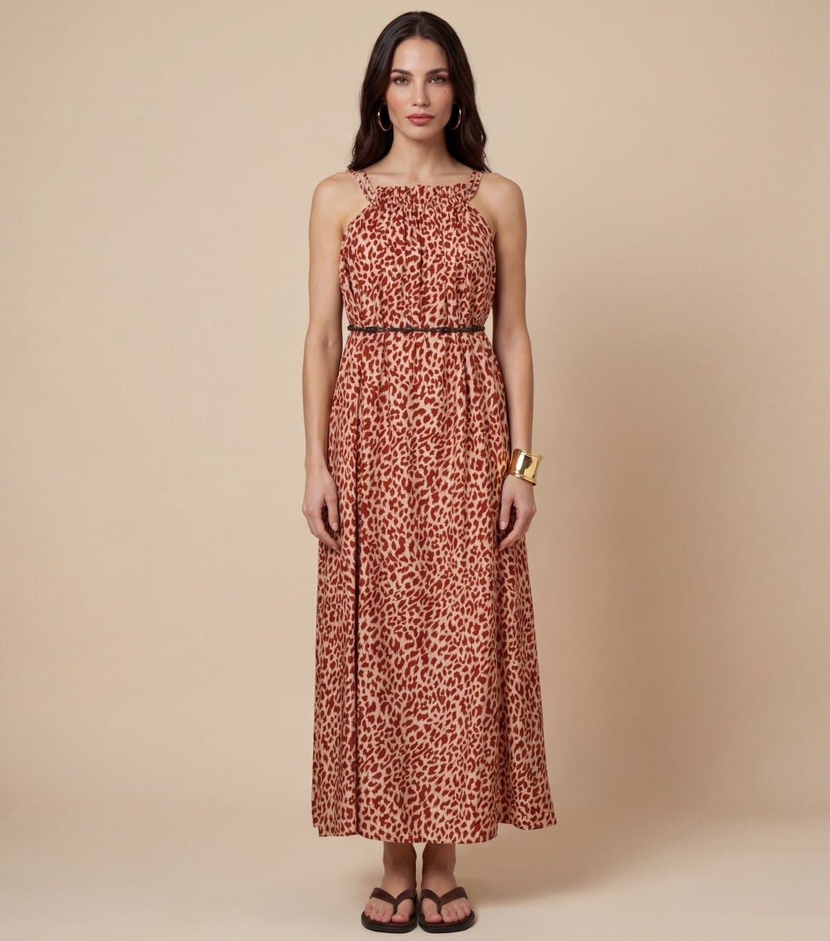 Urban Bliss Women's Orange Animal Print Metallic Maxi Dress Urban Bliss New Look