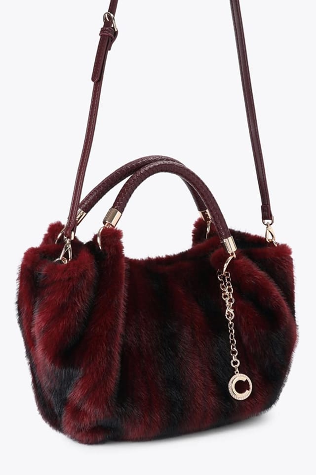 Carvela Carvela Women's 'Pavilion Mini Fur Bag' Fabric in Dark Red - 2