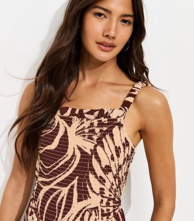New Look Women's Brown Shell Print Strappy Wide Leg Jumpsuit New Look - 2