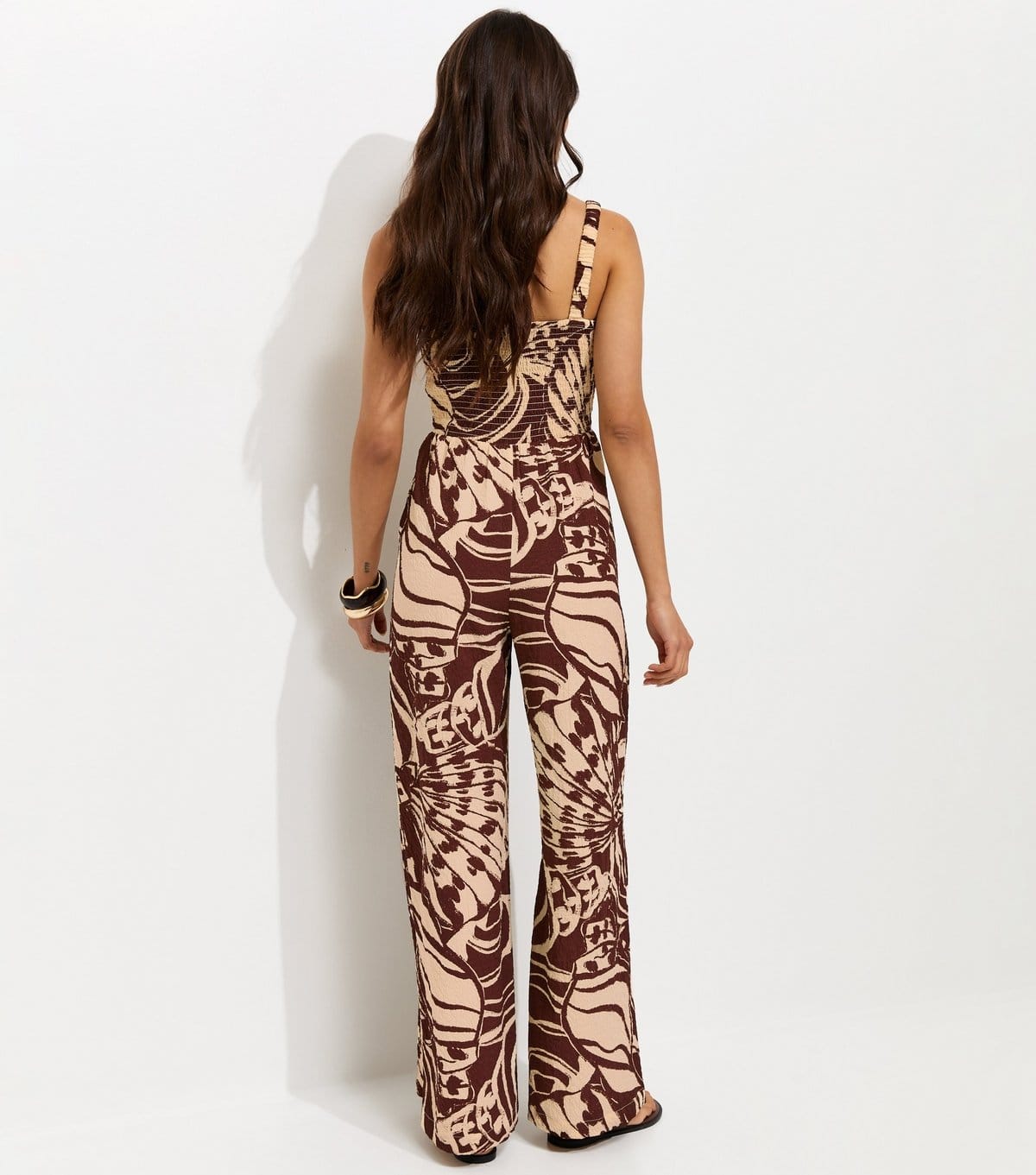 New Look Women's Brown Shell Print Strappy Wide Leg Jumpsuit New Look - 4