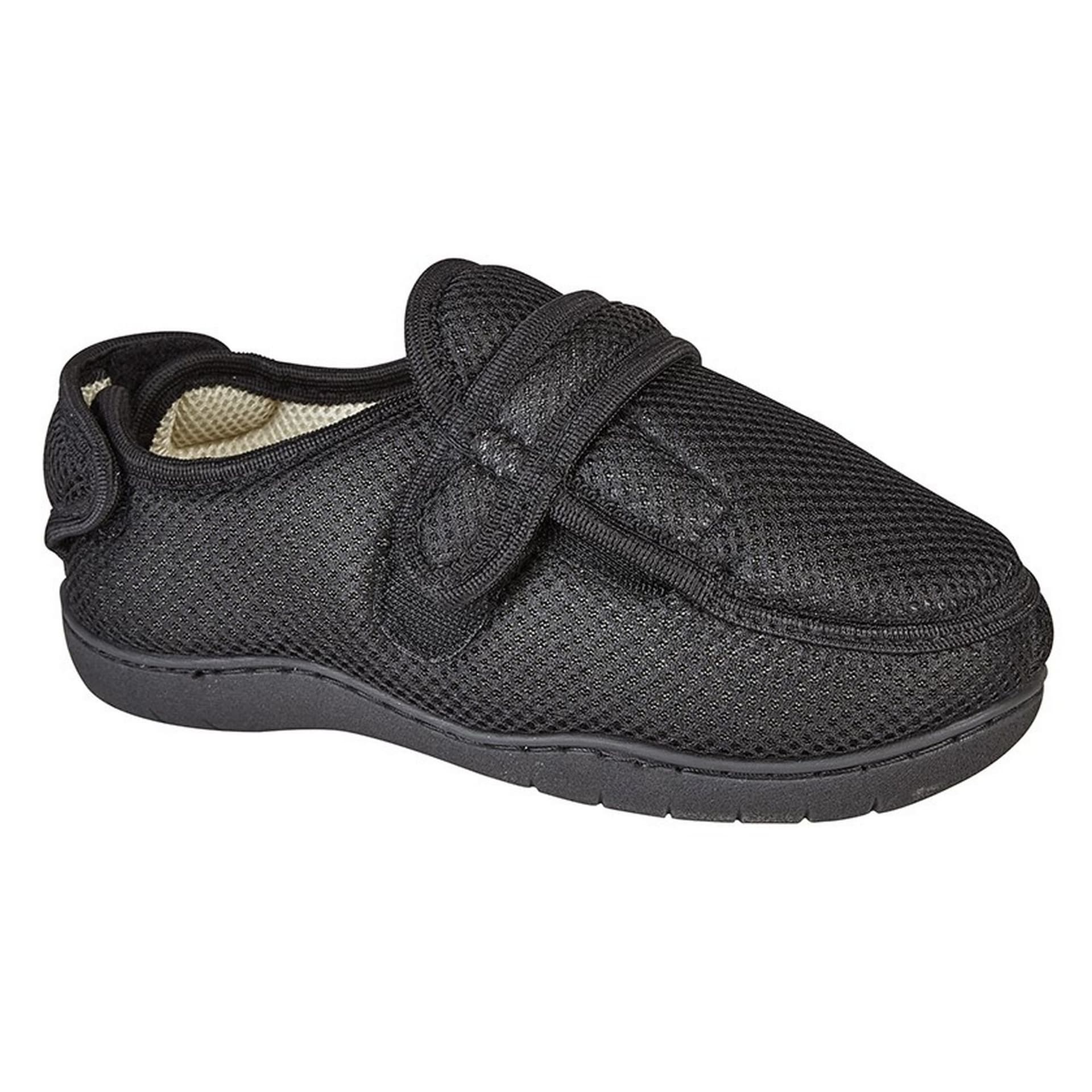 Zedzzz Zedzzz Men's Josh Superwide Multi Touch Fastening Slipper in Black