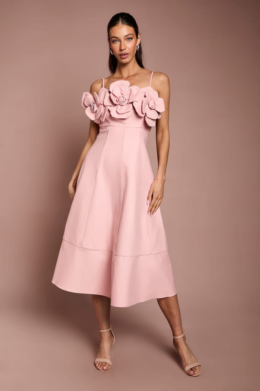 Coast Coast Women's Corsage Cotton Midi Dress in Blush - 1