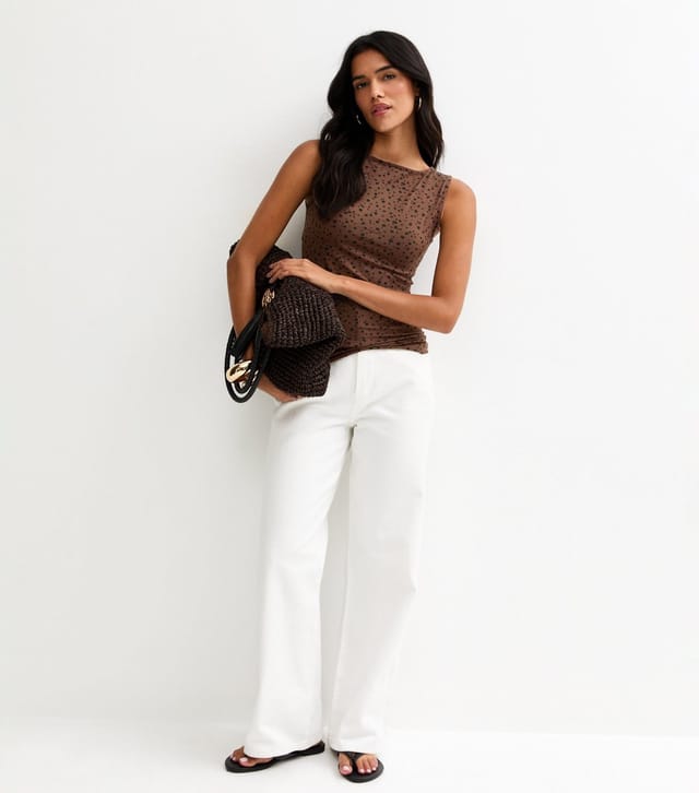 New Look Women's Brown Speckled Slash Neck Top New Look - 3